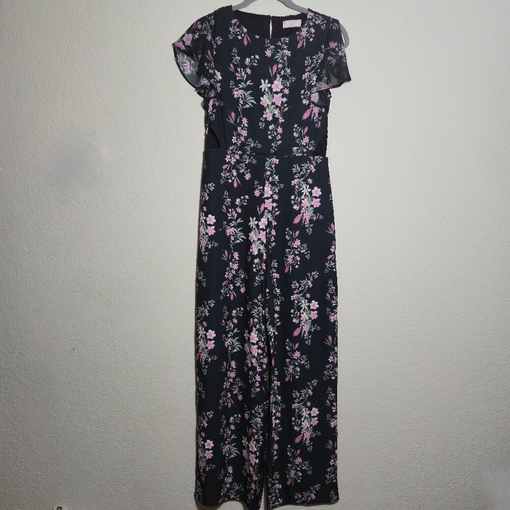 Lipsy London Girls Floral Jumpsuit Pink Black Size 14.